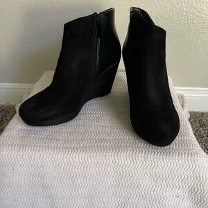 Impo Black Ankle Booties with Wedge Heel